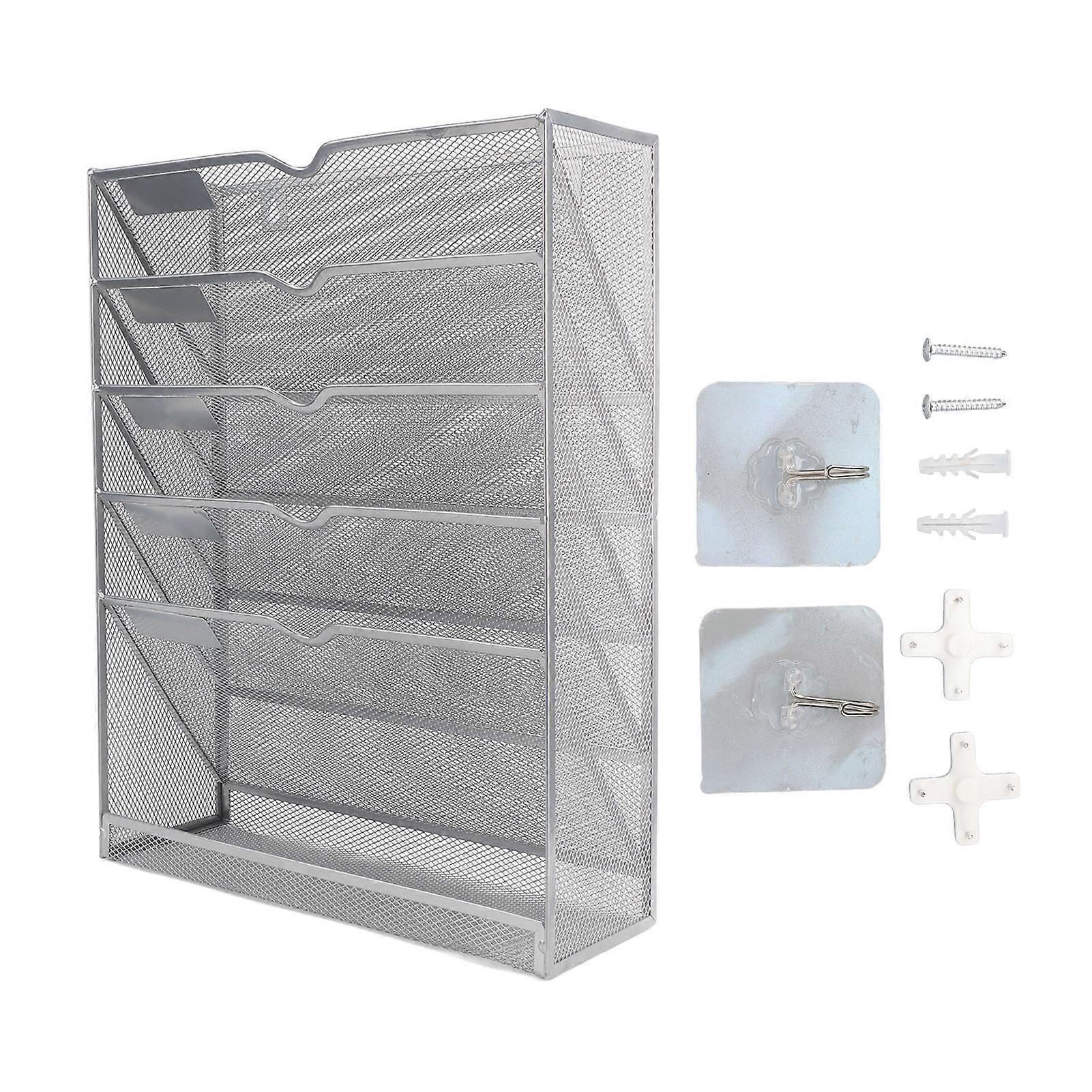 Wall File Organizer 5 Tier Space Saving Humanized Design Iron Wall Mounted File Holder for Office Home