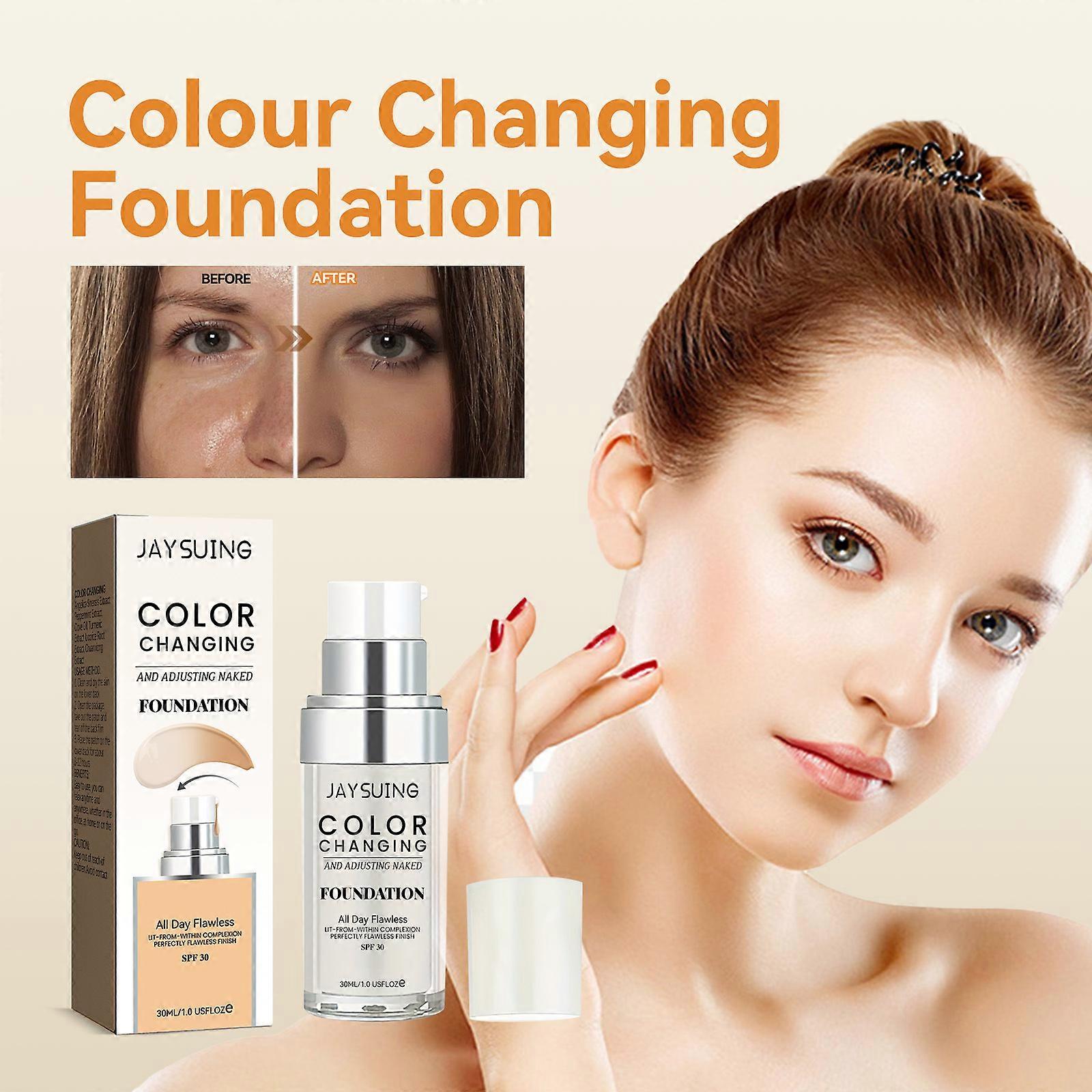 Farbwechselnde Grundierung, makellose, farbwechselnde Grundierung, Make-up, flüssige Basis, feuchtigkeitsspendend, lang anhaltender Concealer, nicht fettend