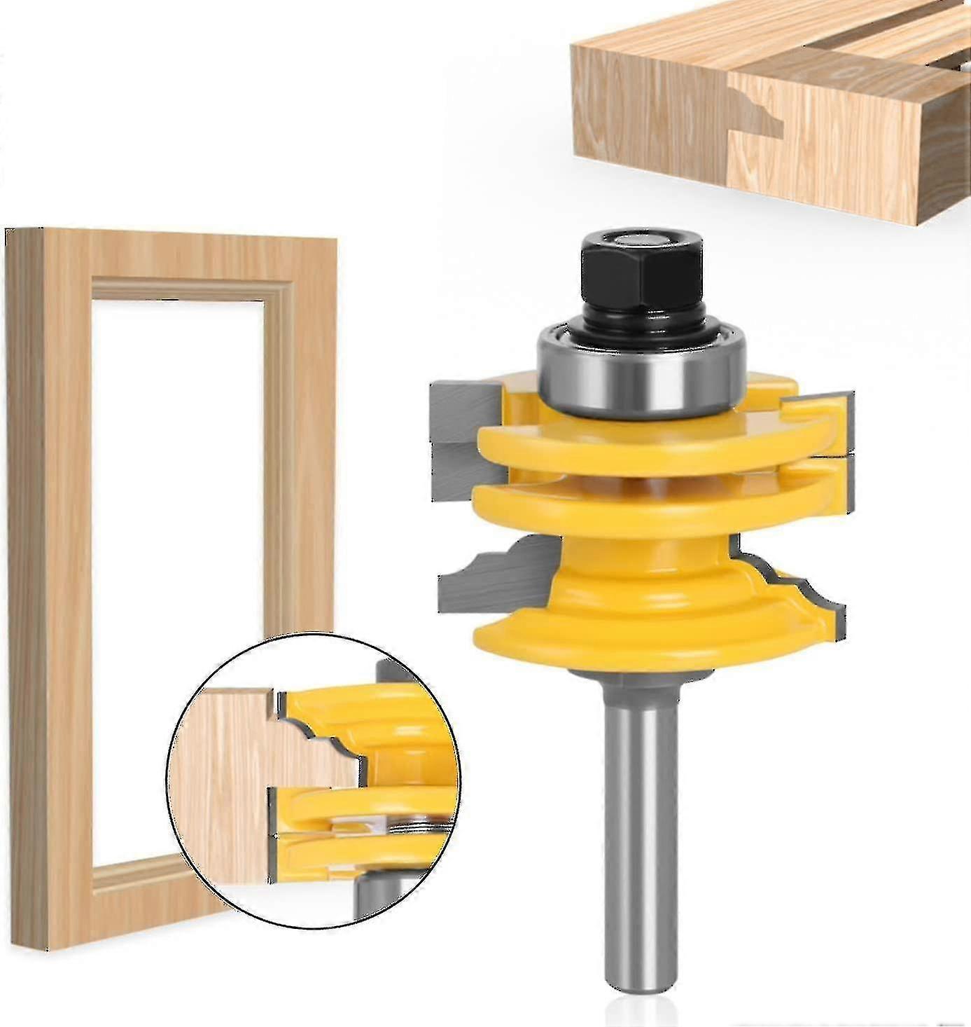 8mm miter limning router bit, lås miter router bit træbearbejdning fræser skære værktøj til vinduer og døre, gravering maskine trimning maskine