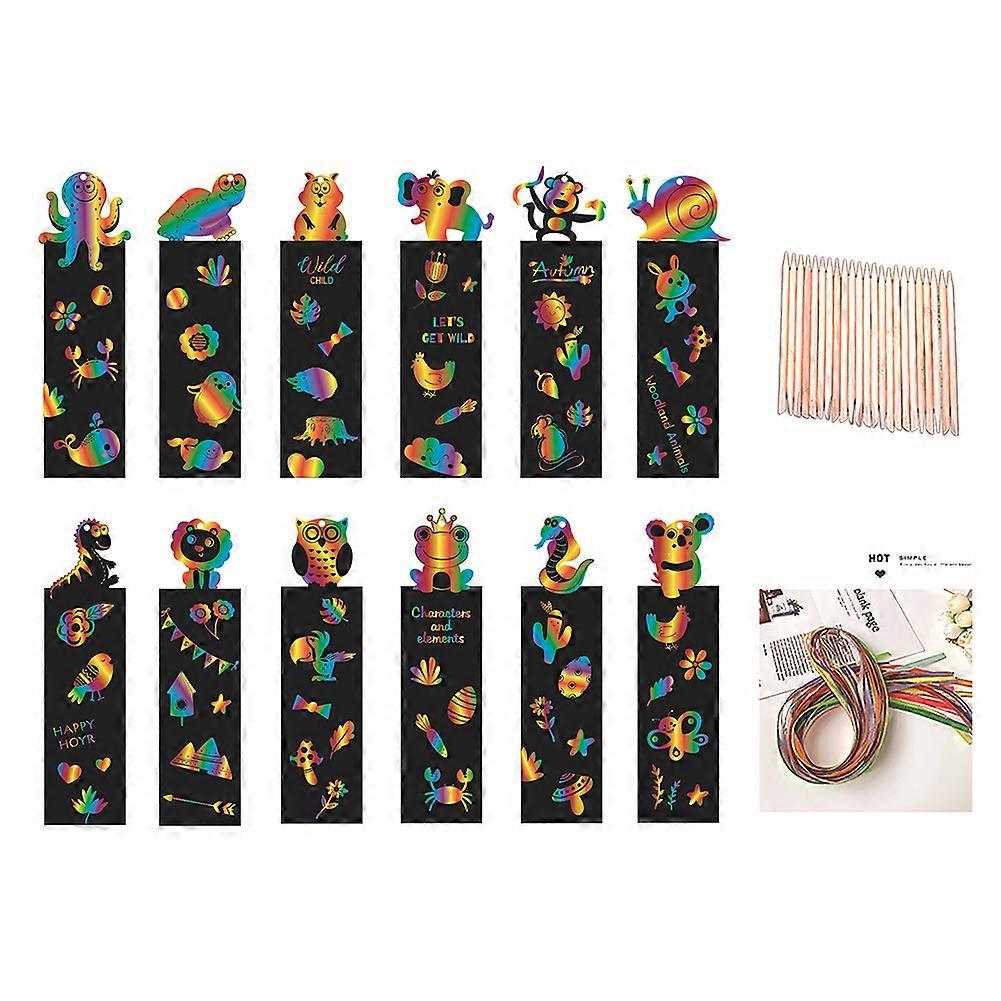 Animal Shape Scratch Paper Bookmarks Rainbow Paper Bookmarks Crafts