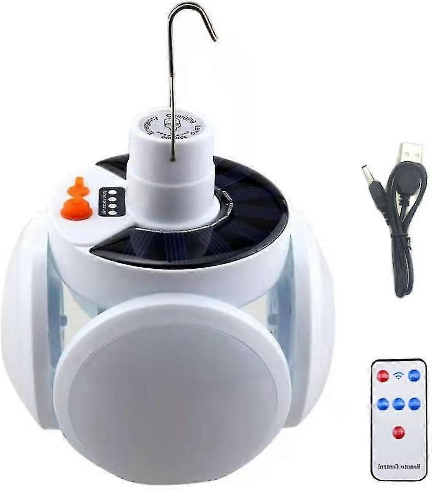 Usb Rechargeable Portable Solar Camping Lantern With Hanging Hook, Folding Led Light Bulbs