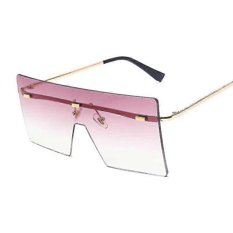 Mode Oversized Rimless Lunettes de soleil Femmes Marque de luxe Square Sun Lunettes Vintage Une pièce Grande Monture Miroir Oculos De Sol