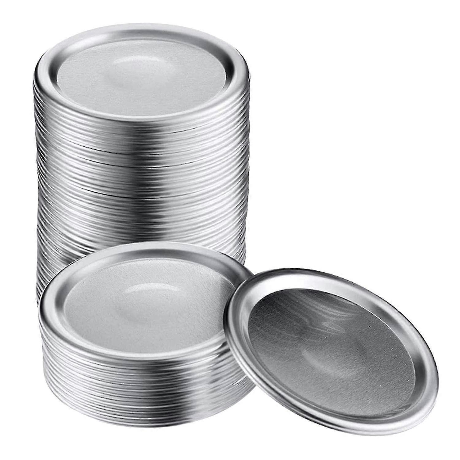 50 Pcs Wide Mouth 86 Mm Mason Jar Canning Lids, Reusable Leak Proof Split-type Silver Lids With Sili