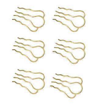 6 Pieces 4 Teeth Hair Combs Pins Brass Hair Fork Clips for Girls and Women
