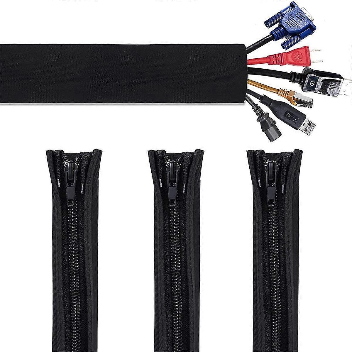 Cord Organizing System Cable Management Cover, 50CM, Cord Protector with Zipper, 3pcs