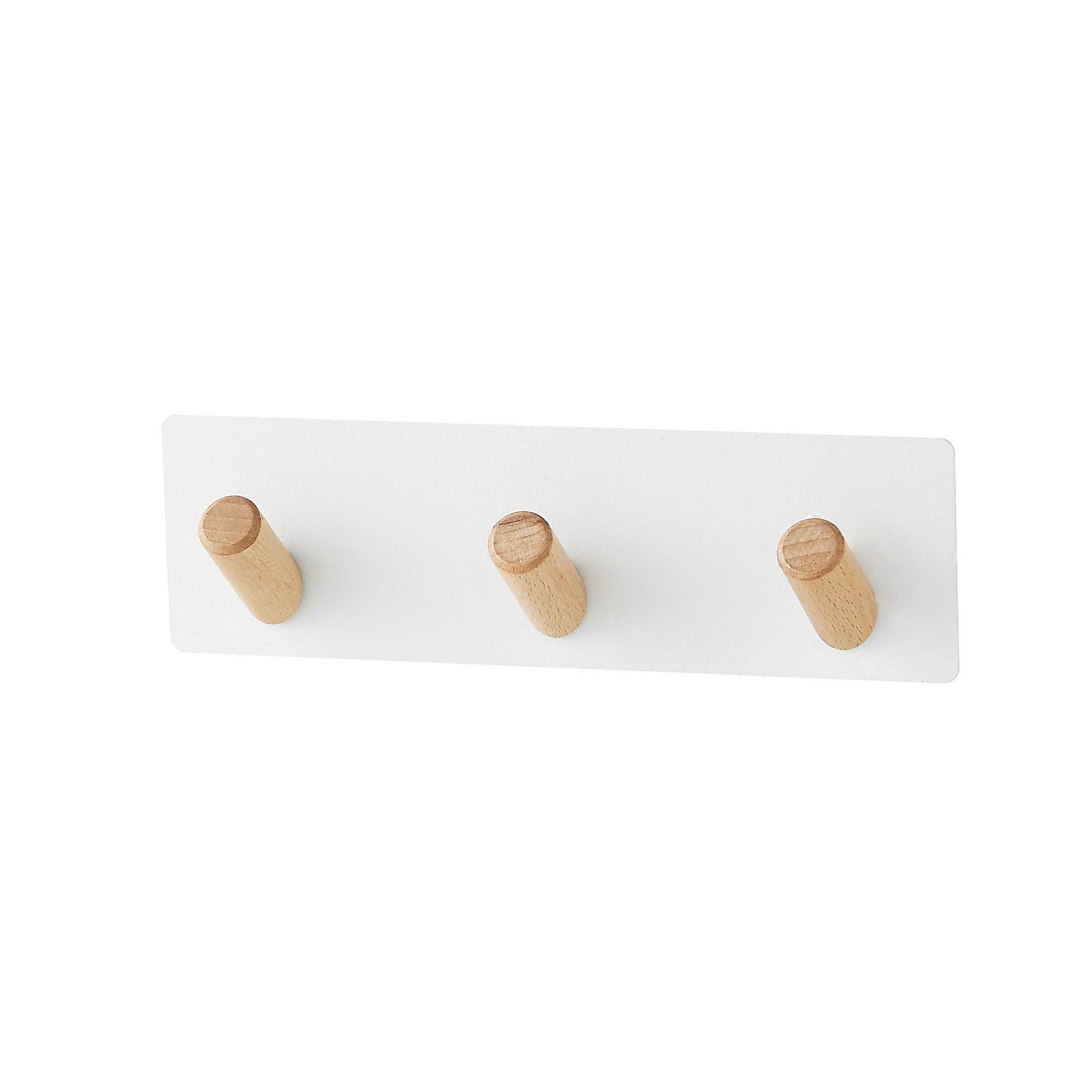 Wooden Wall Coat Rack - 3 Hooks - Wall Hook (White) 16.5*5*3.5CM