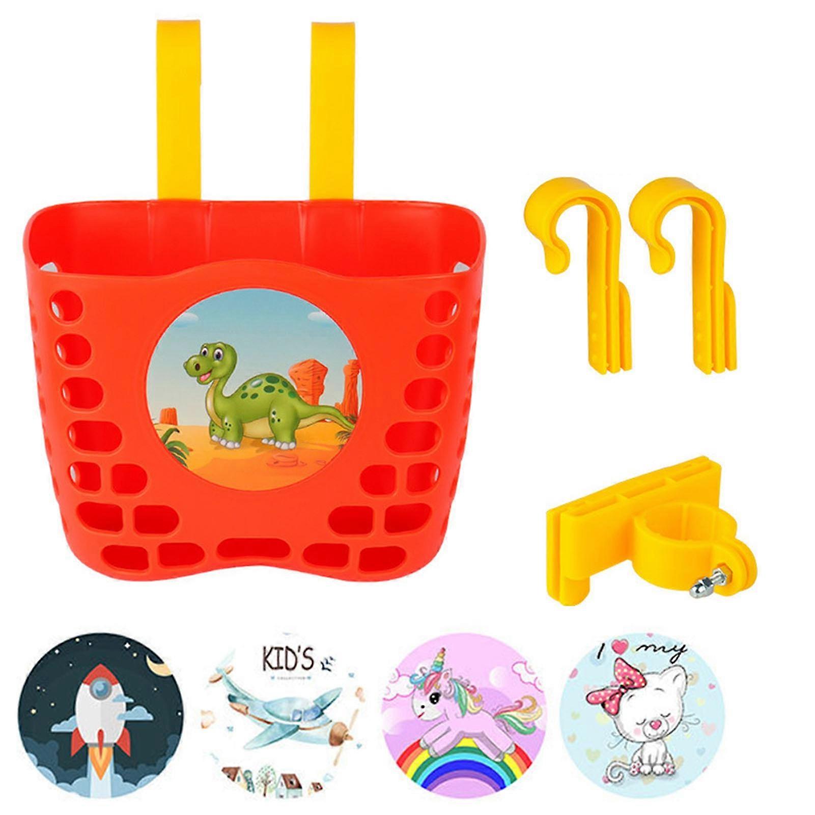 Kaesi Bike Basket Hollow Out Thickened Hook Mounted DIY Sticker Stable Replacement Plastic Universal Children Bicycle Scooter Front Basket Bike Access