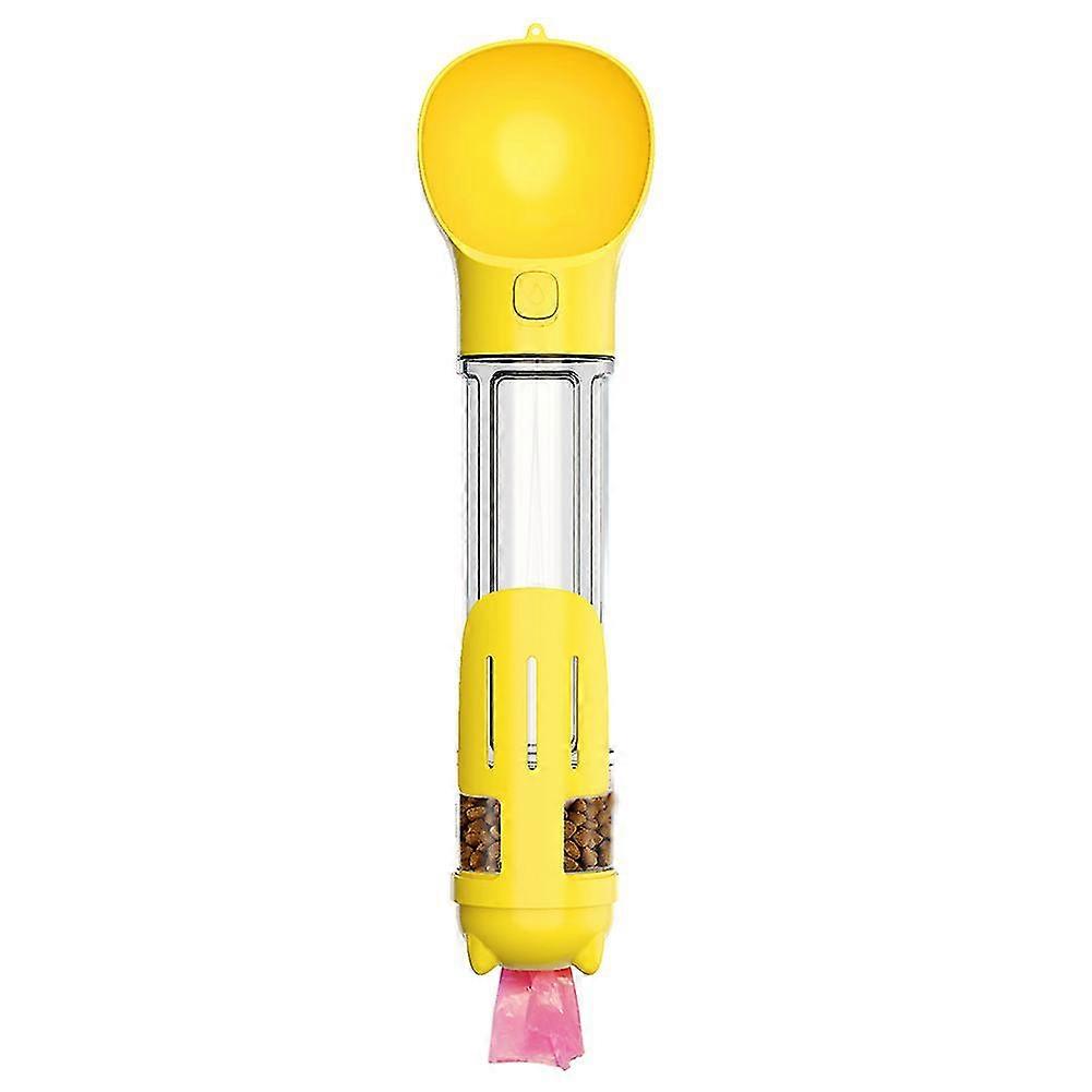4 In 1 Portable Dog Water Bottle With Drinking Feeder Multifunction Food Container For Travel Walking