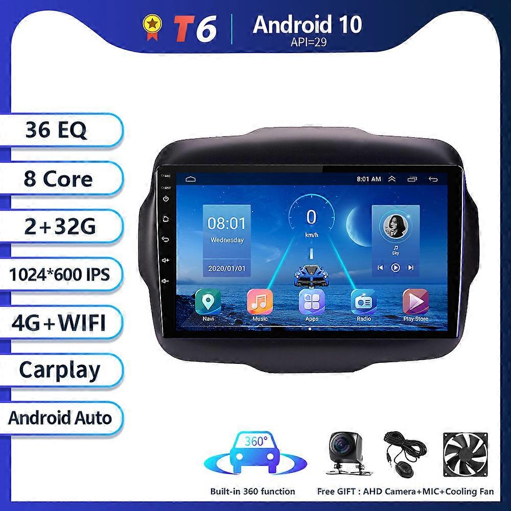 T8 8G 256G For JEEP Renegade 2016 - 2020 Car Radio Multimedia Video Player Navigation GPS Android Auto Carplay No 2 DIN DVD