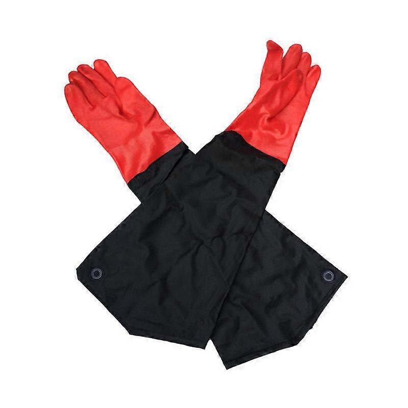 Men's Long Rubber Waterproof Pond Gloves - Red 1 Piece Gutter Cleaning Gloves - Extra Long Sleeves for Men