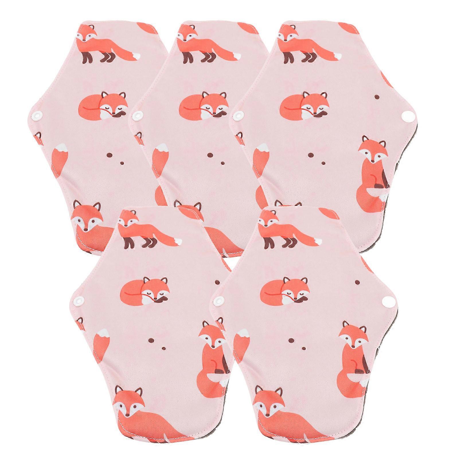 5 Packs Bamboo Charcoal Cloth Menstrual Pad Washable Waterproof Soft Cloth Menstrual Pad for Heavy Flow Women M T01
