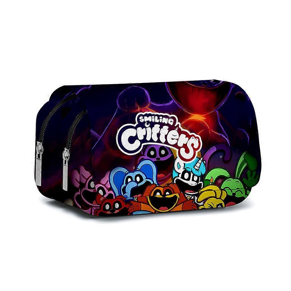 Smiling Critters Pencil Case Large Capacity Pen Bag with Zippers for Kids School Stationery Organizer Gift