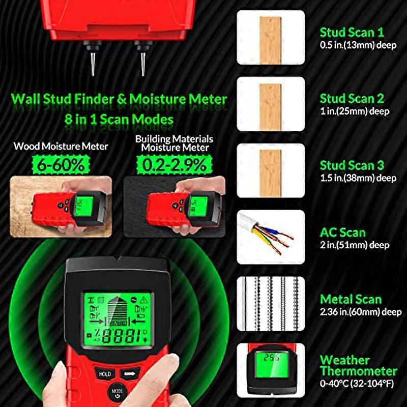 Stud Finder Plastic Stud Detector 8 In1 Electronic Digital Stud With Lcd Display Sensor Beam Finder