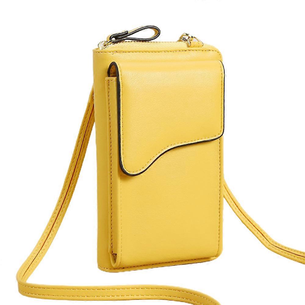 PU shoulder messenger bag large capacity ladies long wallet solid color mobile phone bag