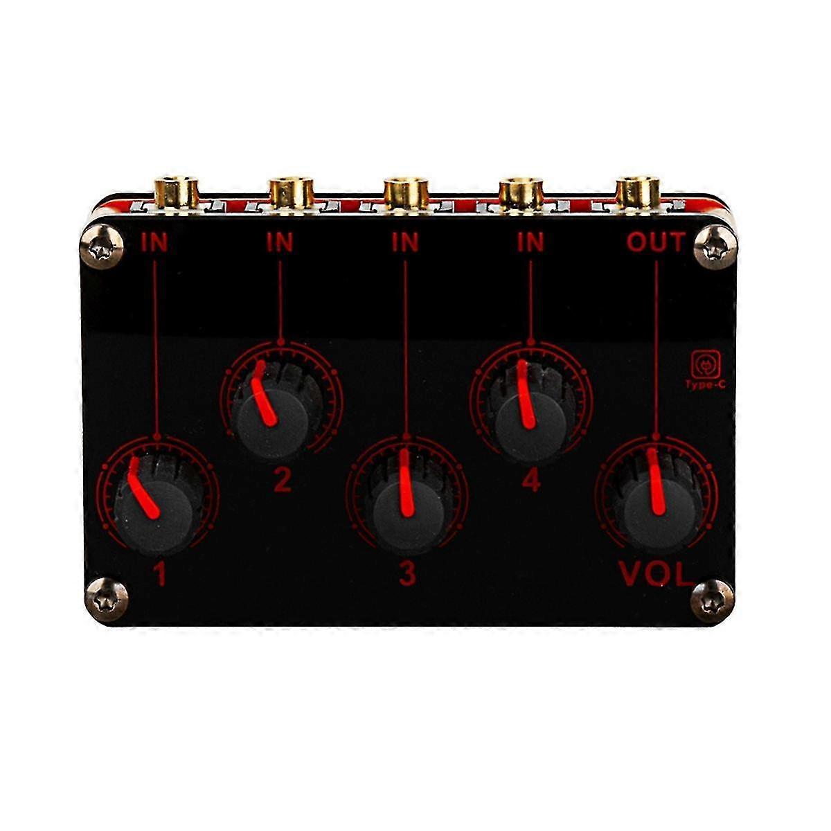 4 Channel Line Mixer Portable Analog Sound Mixing Console Highest Sound Quality Stereo Mixer Usb 5v Power Eu Plug