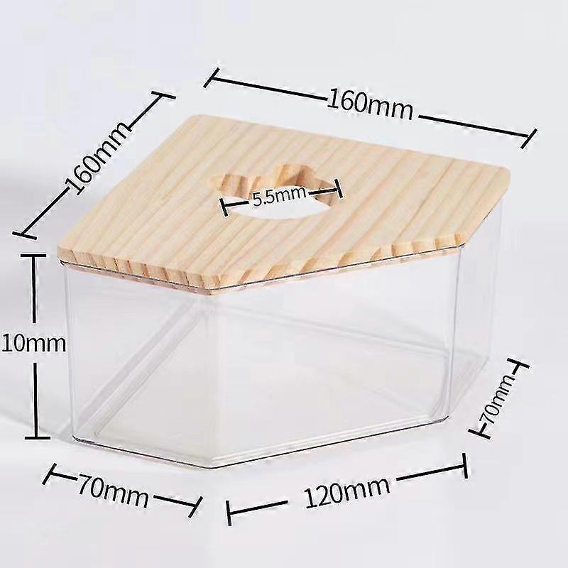 Large Transparent Hamster Sand Bath Shower Box - Solid Wood Pentagonal Model for Small Animals