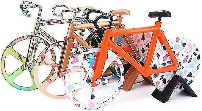 3ピース自転車ピザカッターステンレススチールローラーピザホイール自転車ピザカッター(カラフル)