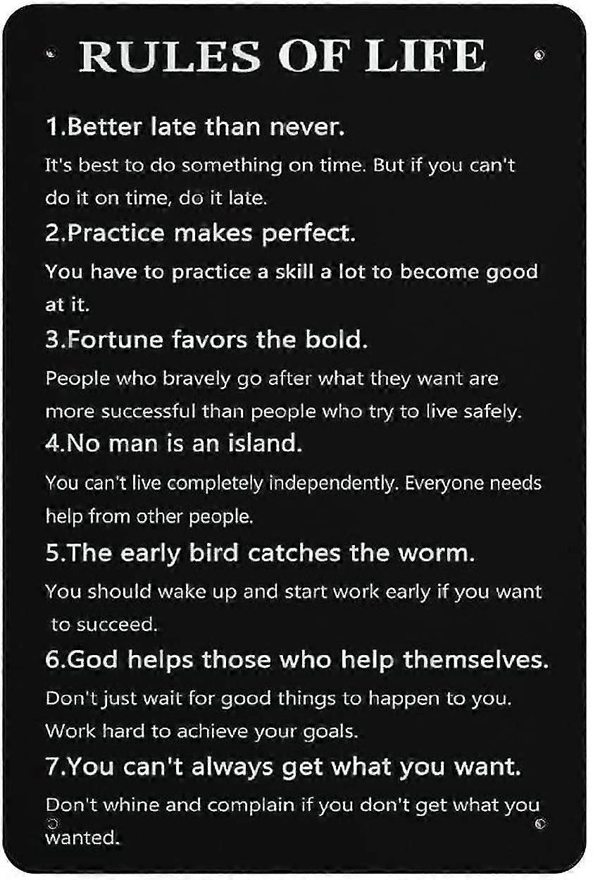 12 قواعد للحياة الوقوف بشكل مستقيم مع كتفيك مرة أخرى معدن القصدير تسجيل العمل الفني ملصق في الهواء الطلق S