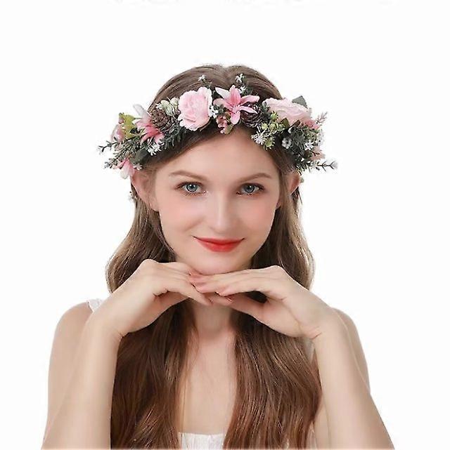 Couronne de fleurs pour filles pour femmes, guirlande, bandeau de mariage, bandeau de mariage, diadme, taille unique