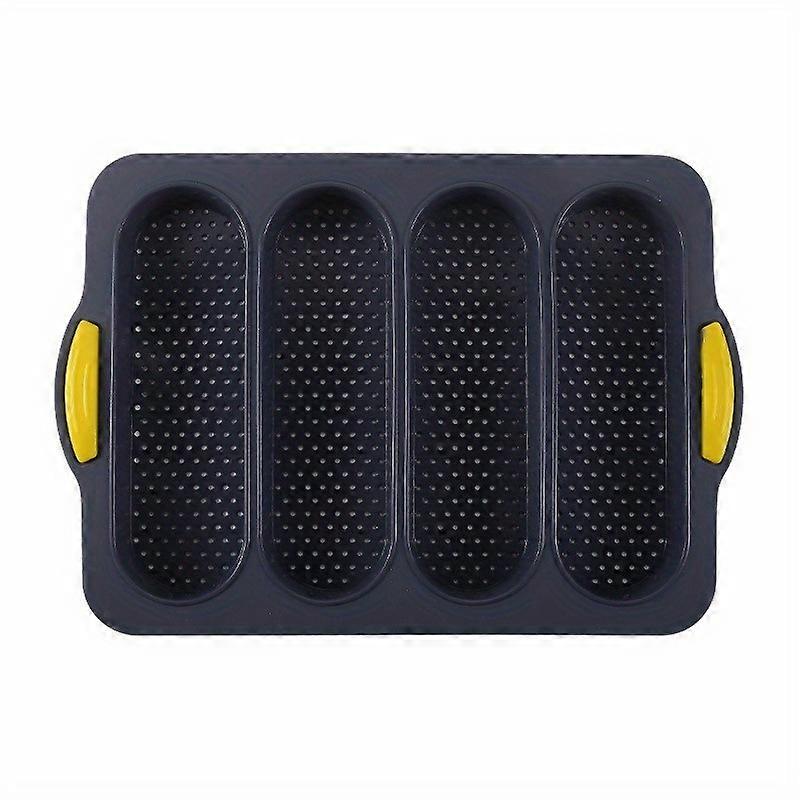 1pc, 4-Cavity Loaf Pan (13.38''x9.37''), Silicone Baguette Baking Bread Pan, Non-Stick Easy Release Bakeware, Oven Accessories, Baking Tools, Kitchen