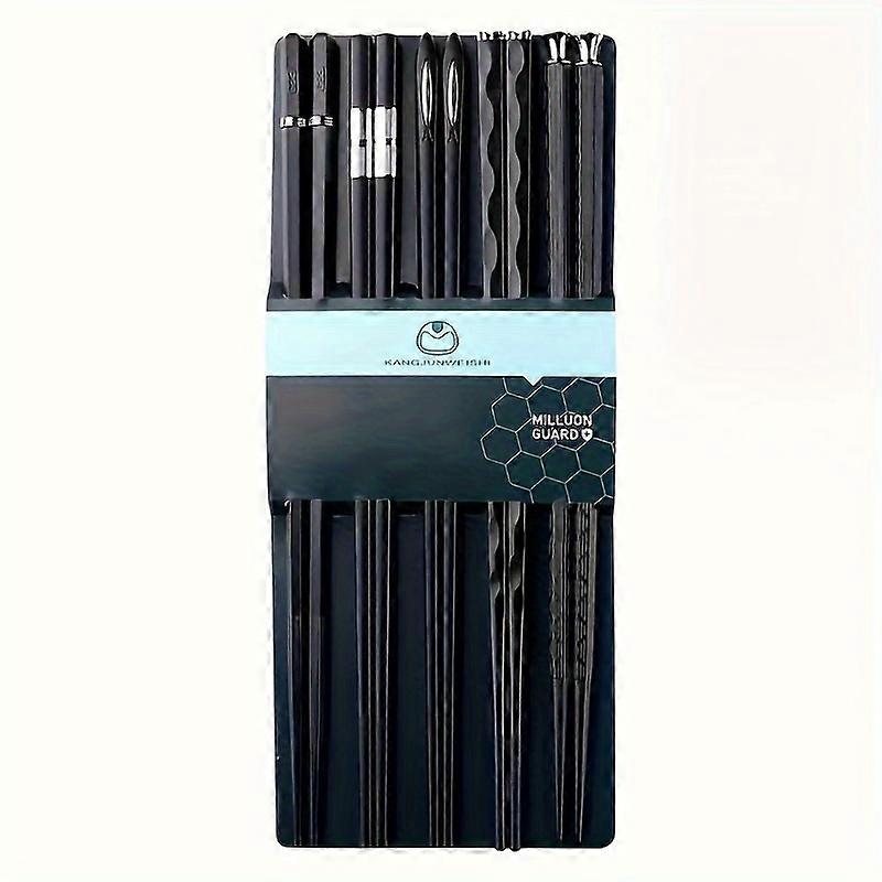 Reusable Geometric Pattern Plastic Chopsticks - 5Pairs, Elegant Design, Ideal for Sushi & Asian Meals - Great Gift for Sushi Lovers
