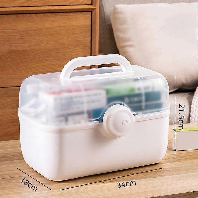 Large Capacity White Plastic Multi-Layer Medicine Storage Box Cabinet for Household