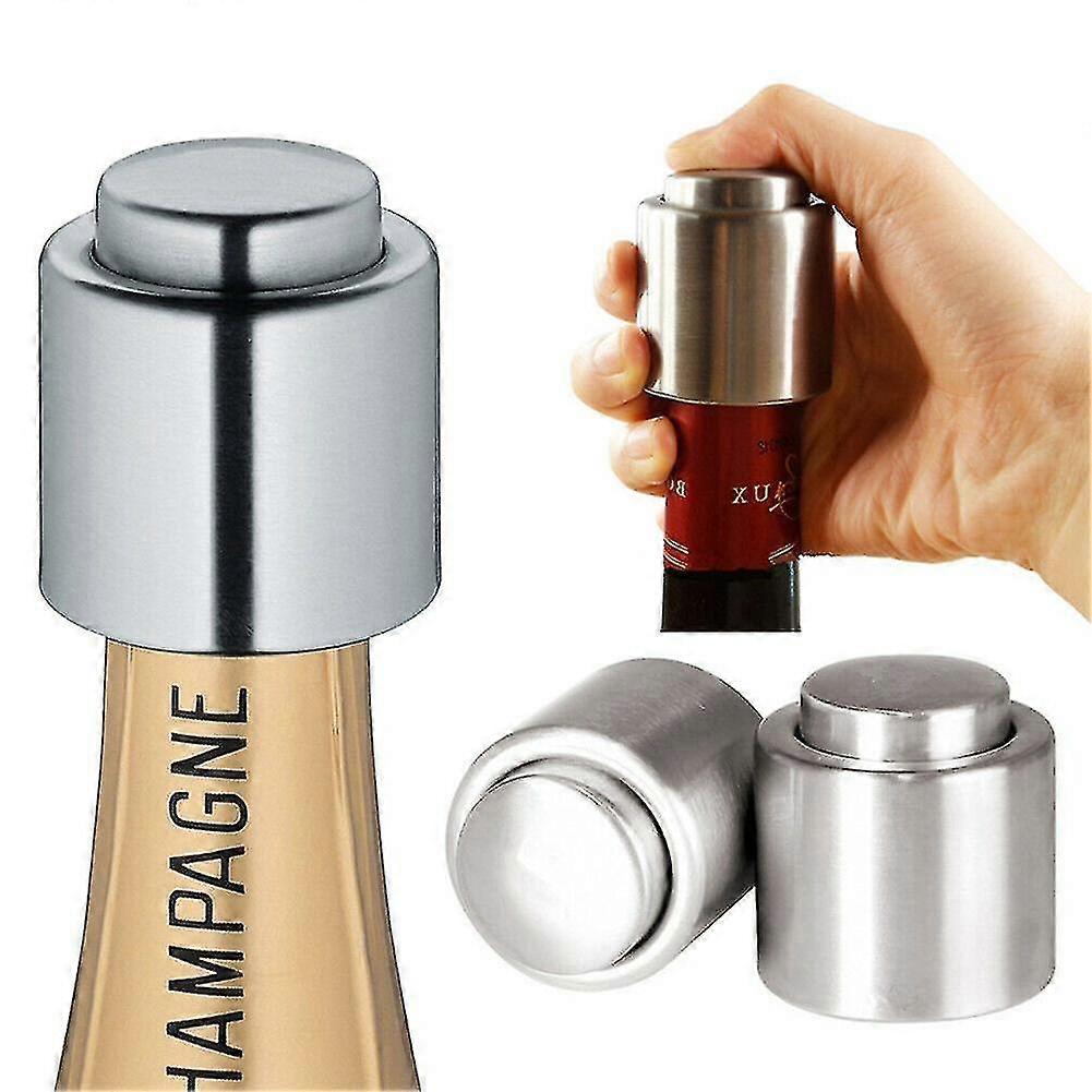 2pcs Wine Sealer Silver With Built-In Vacuum Pump