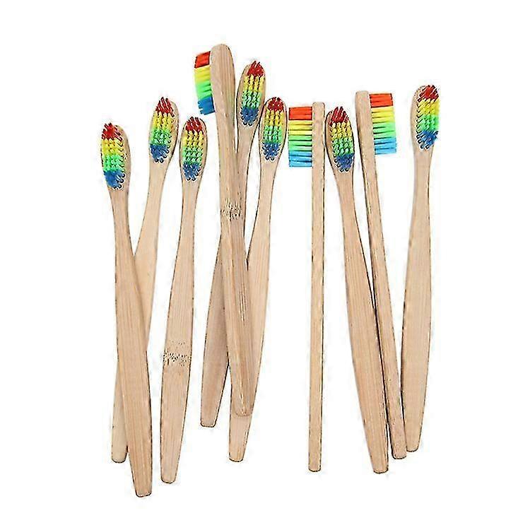 10 PCS Bamboo Toothbrushes with BPA-Free Bristle