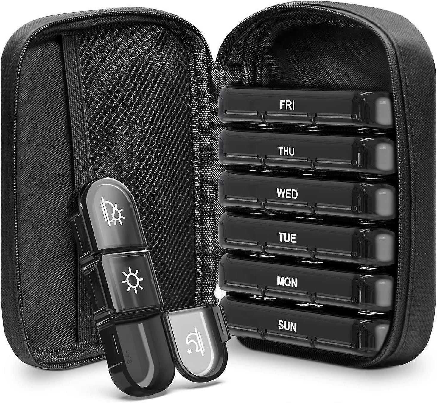 Weekly pill box organizer 3 times a day, canvas bag pill box for 7 days, protect the privacy of your stored medicines