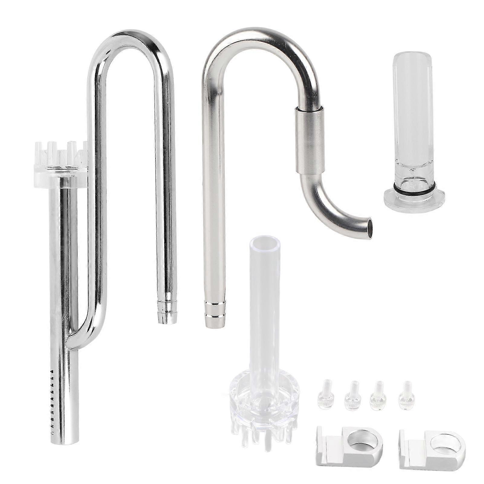 12 Pipes Stainless Steel Aquarium Inflow and Outflow Pipe Set with Surface Skimmer