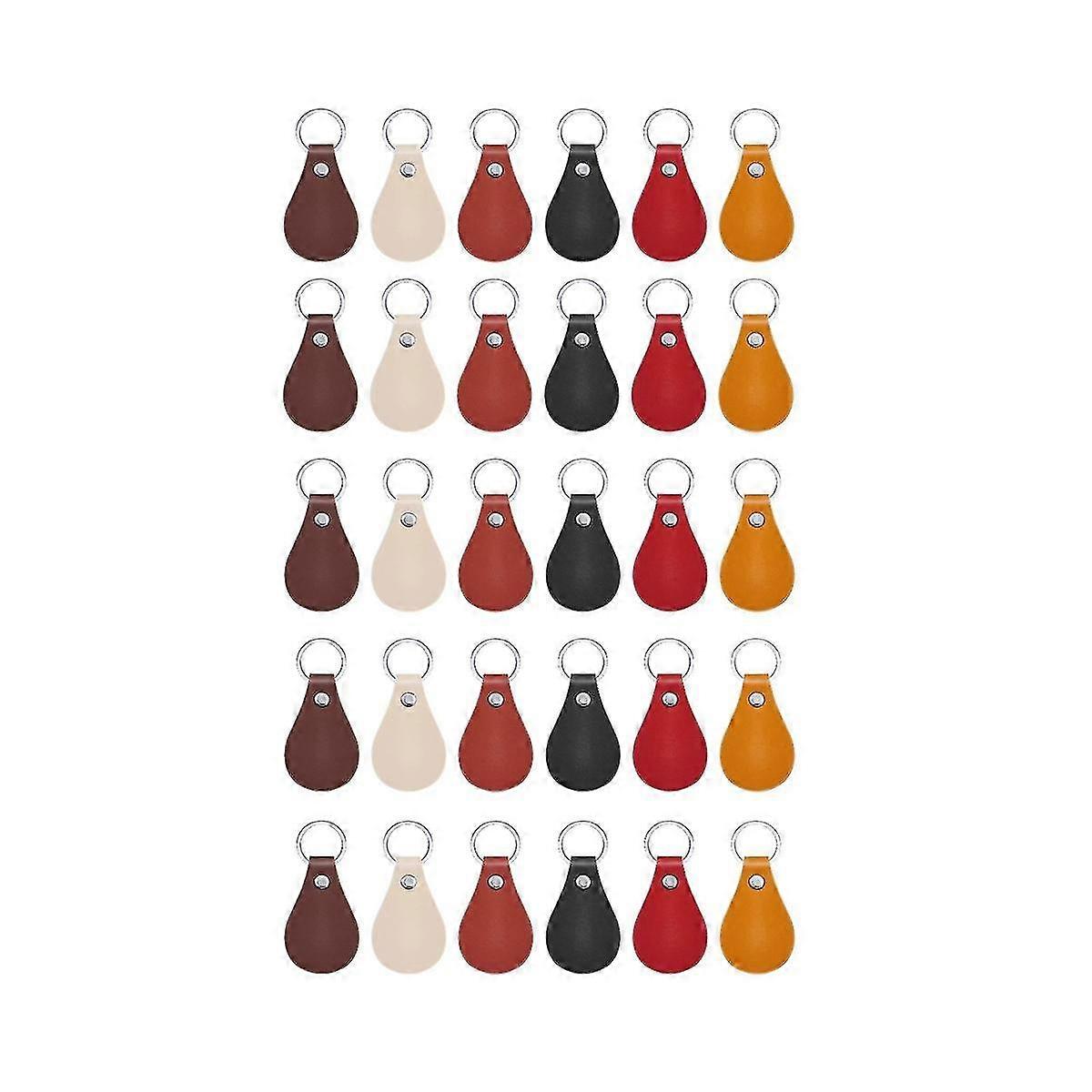 30 Pcs Pu Key Fob Kit For Diy Craft, Key Fobs Blanks With Rivets And Key Rings For Laser Engraving