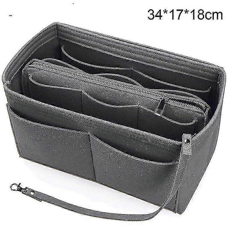 Purse Organizer Insert Felt Bag With Zipper Handbag Tote Shaper Multi Pockets Large Storage Bags
