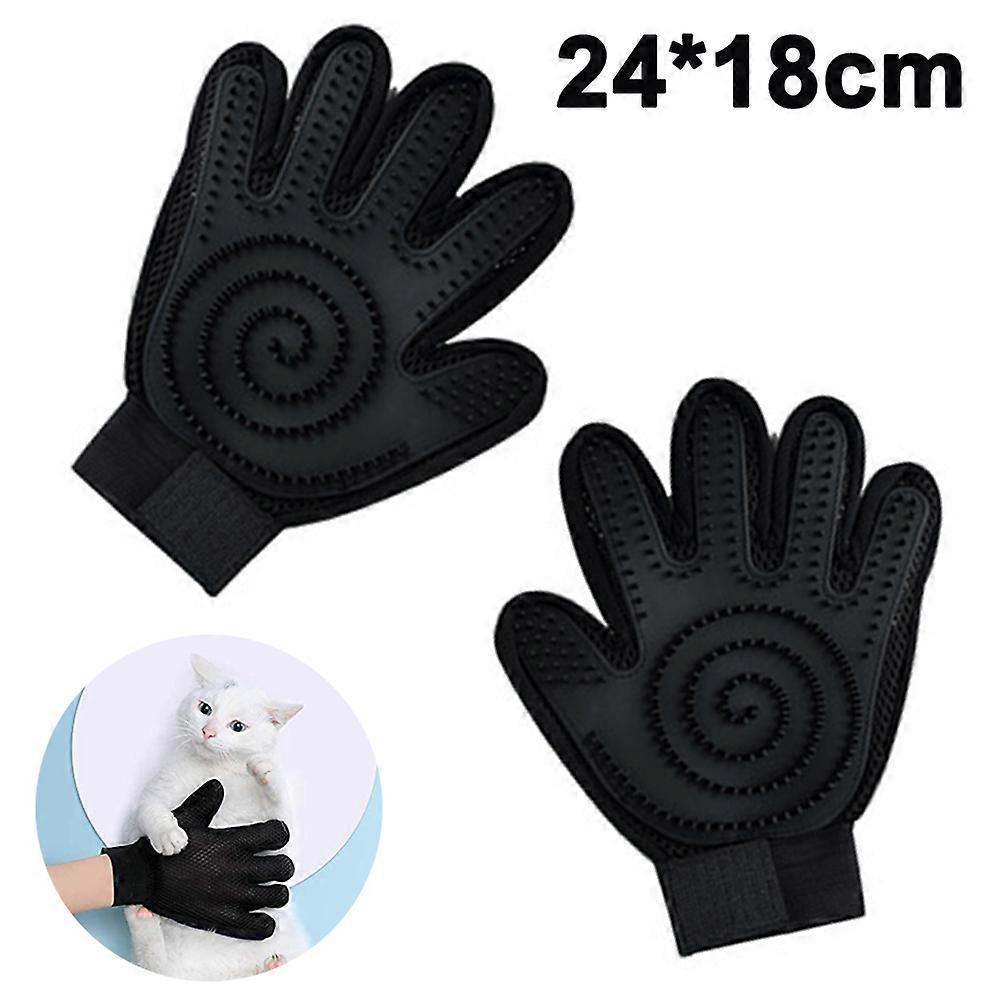 ペットグルーミンググローブ - 優しい脱落ブラシグローブ - 効率的なペットの毛の除去ミット - 強化された5本指のデザイン - 長い犬や猫に最適です