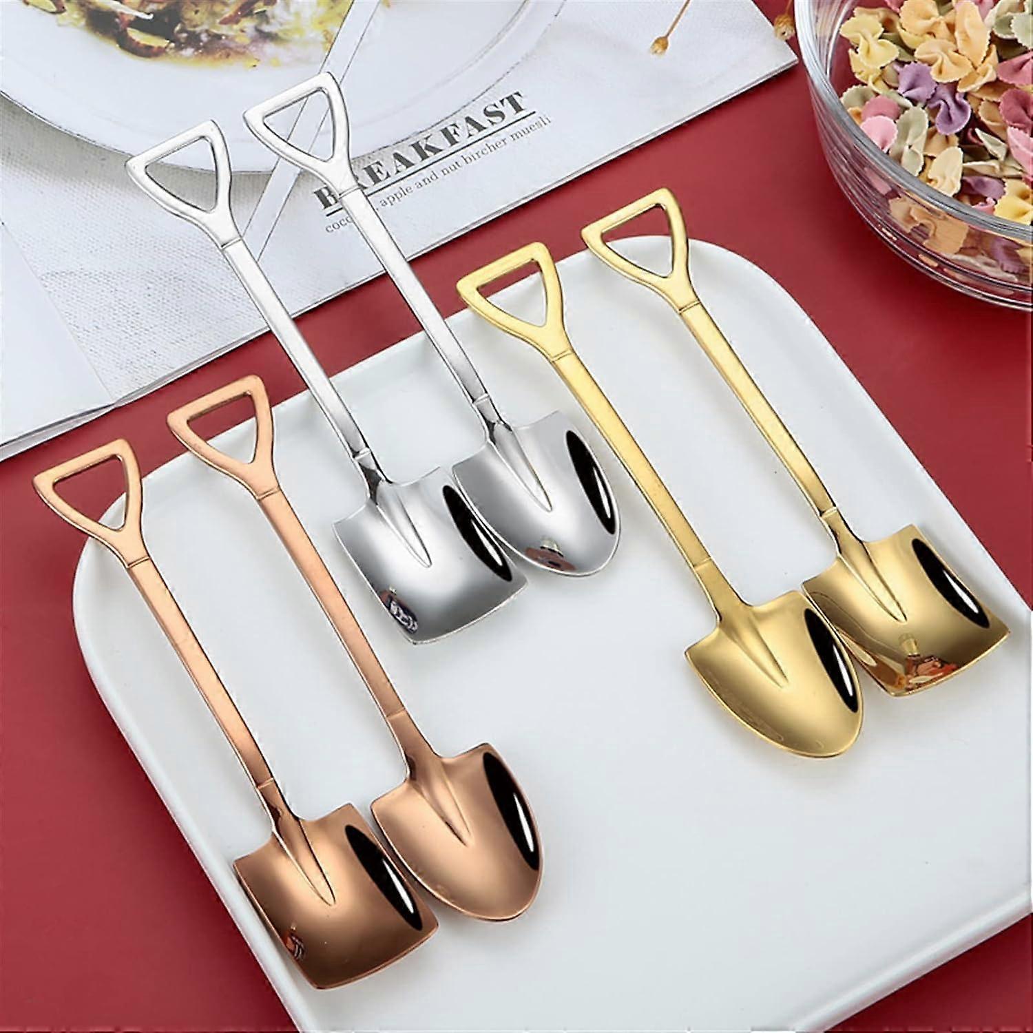 6, two different shapes of ice cream scoops (colors: rose gold  silver  gold)