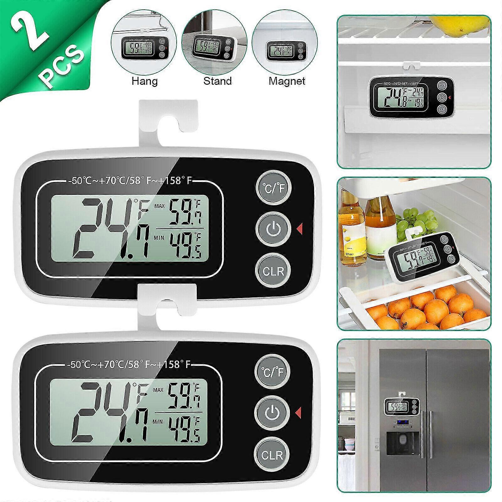 2x Refrigerator Thermometer Digital Fridge Freezer Waterproof Large LCD Display