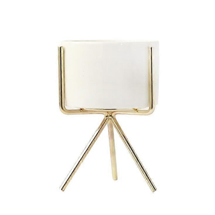 gyllene mode stil keramisk blomkruka elegant guld järn ram blomma växthållare saftig kruka kontor skrivbord prydnad