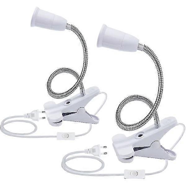 2pcs led table lamp socket E27 clamp bulb socket gooseneck lamp holder socket table lamp clamp socket with switch 360 lamp socket for reading, makeup