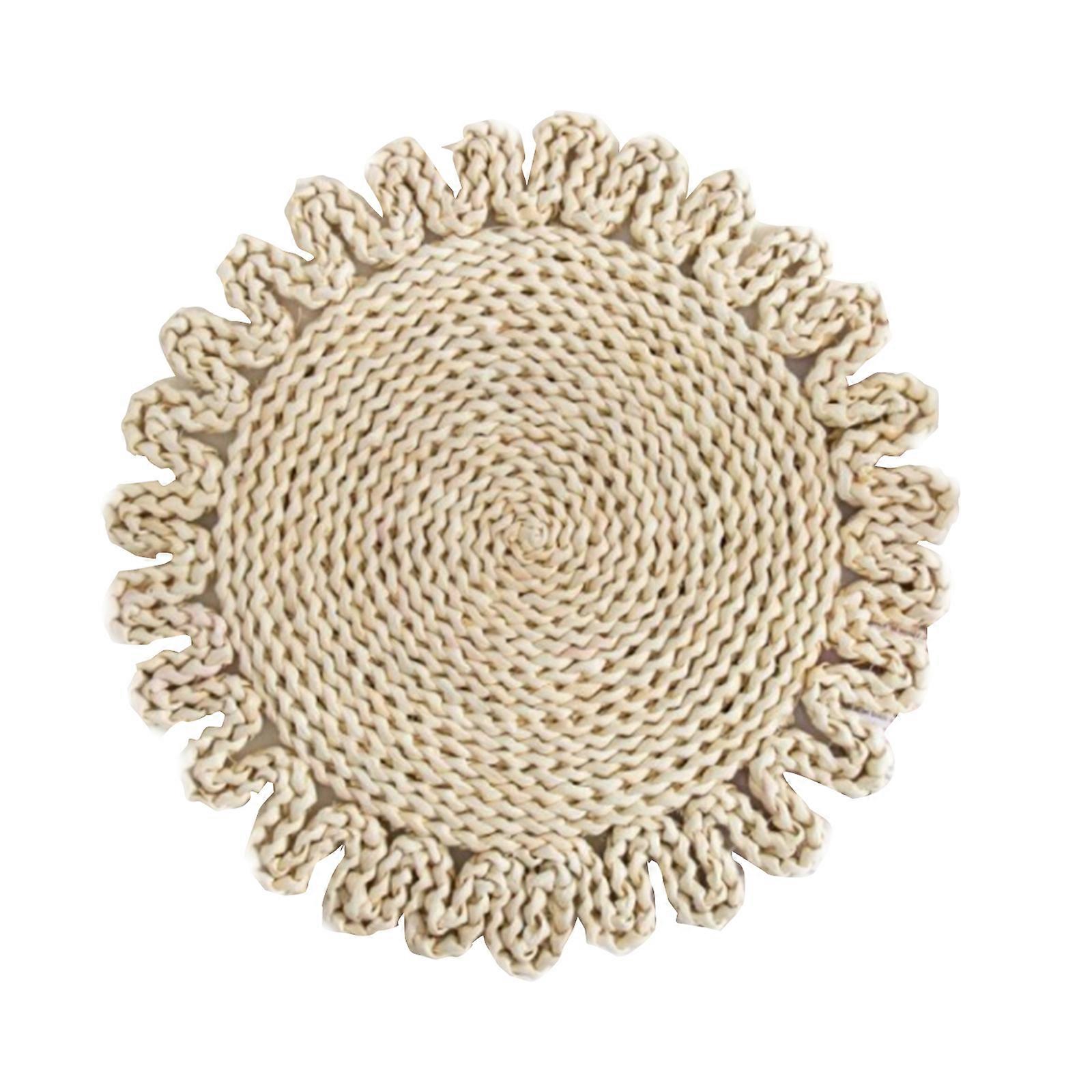 Cesta de parede tecida Handmade Accent Tray Multipurpose Wicker Natural Boho Rattan Decor Home Art Plate Coasters Edge Flat Placemat Round Hanging for Offi