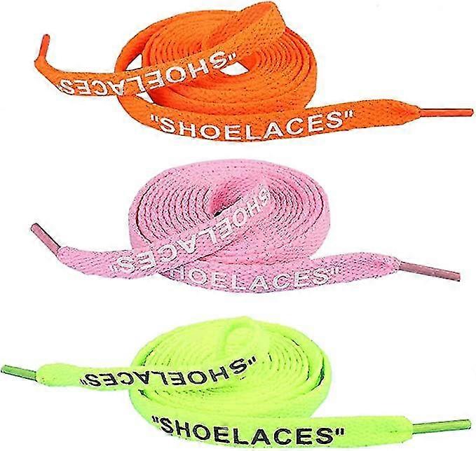 3 Pairs Of Text Printed Flat Shoelaces Replacement Laces For Sneakers-1.2 M(black,white,purple)