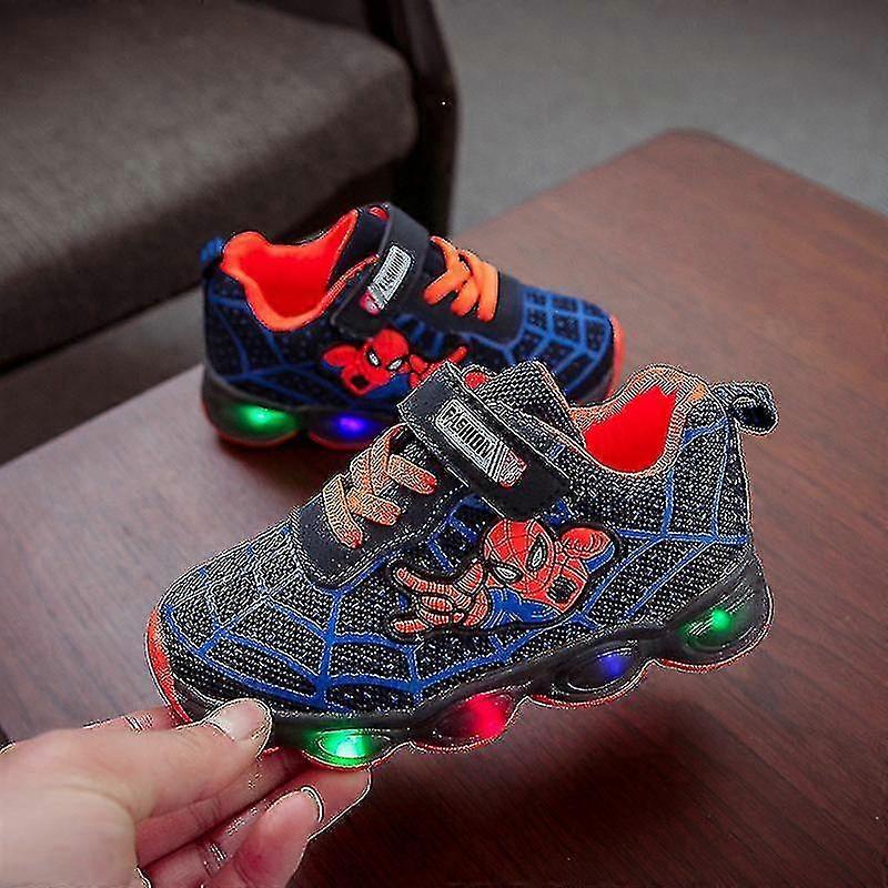 Kids Sports Shoes Spiderman Illuminated Trainers Kids Led Luminous Shoes For Boys
