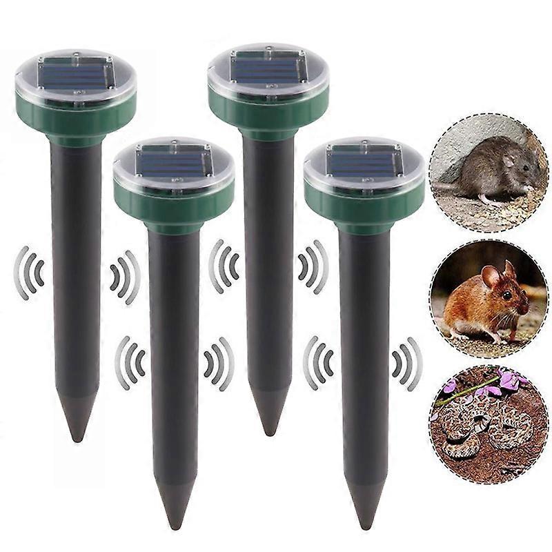 4pcs Solar Mole Repeller, Ultrasonic Solar Mole Repeller, IP65 Waterproof Solar Mole Repeller, Ultrasonic Snake Repeller, Solar Mole Repeller Round