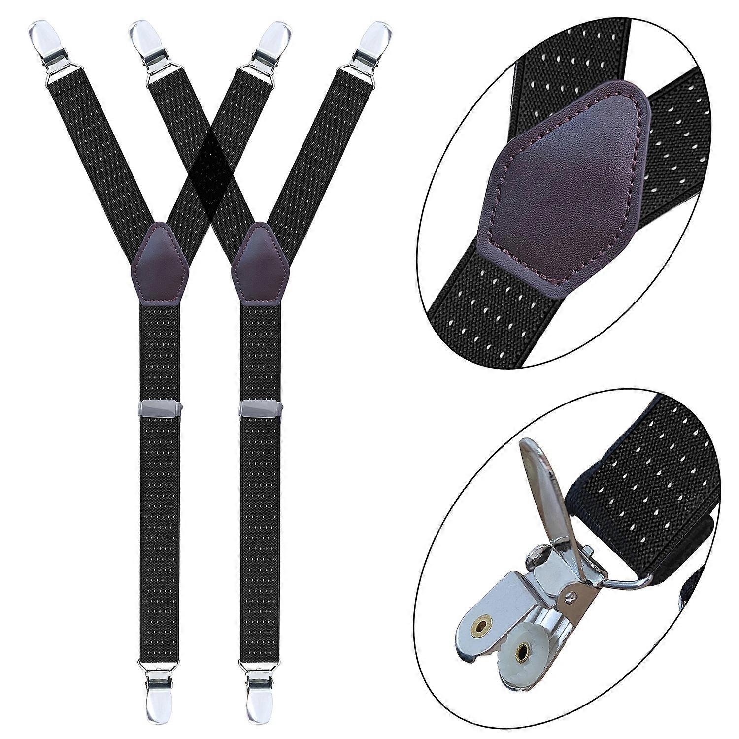 Black-Adjustable Elastic Garter Straps for Men Military Style Non-Slip Y-Style Garter Belts