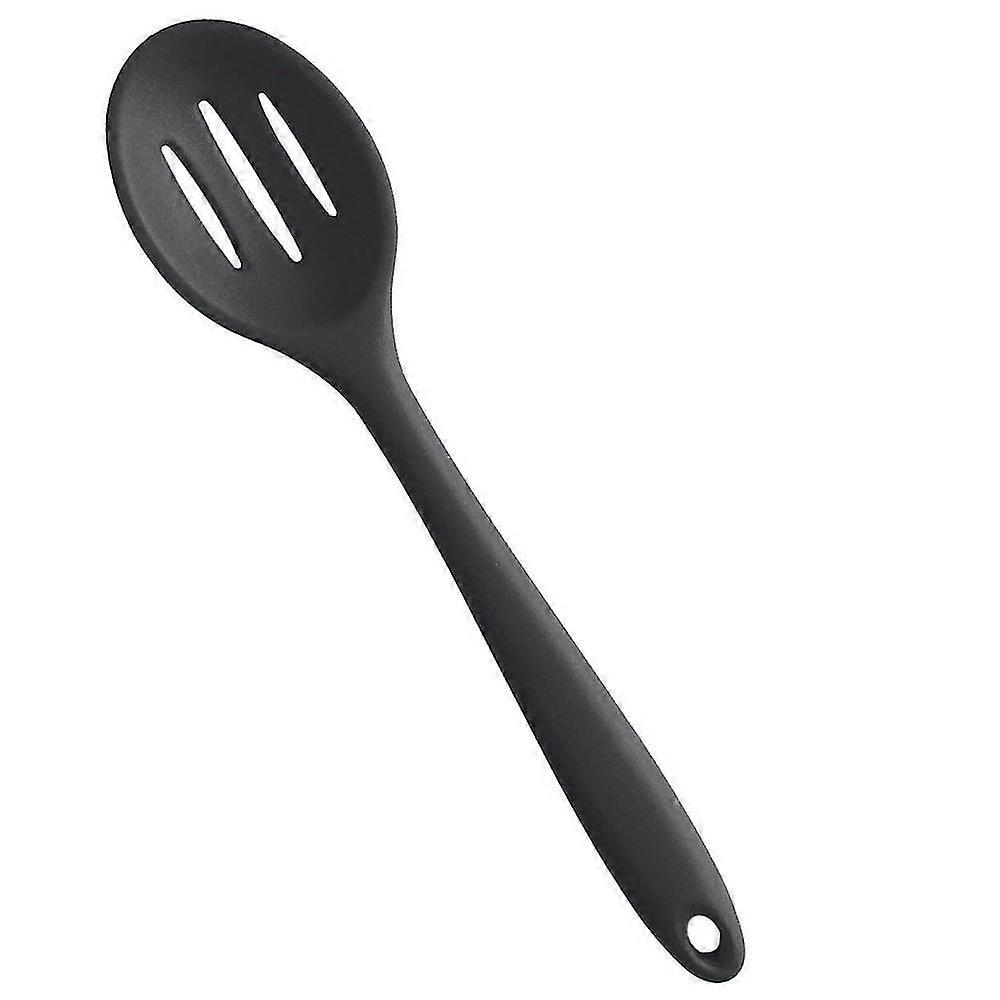 Premium Silicone Slotted Spoon With Hygienic Solid Coating(gray-black)