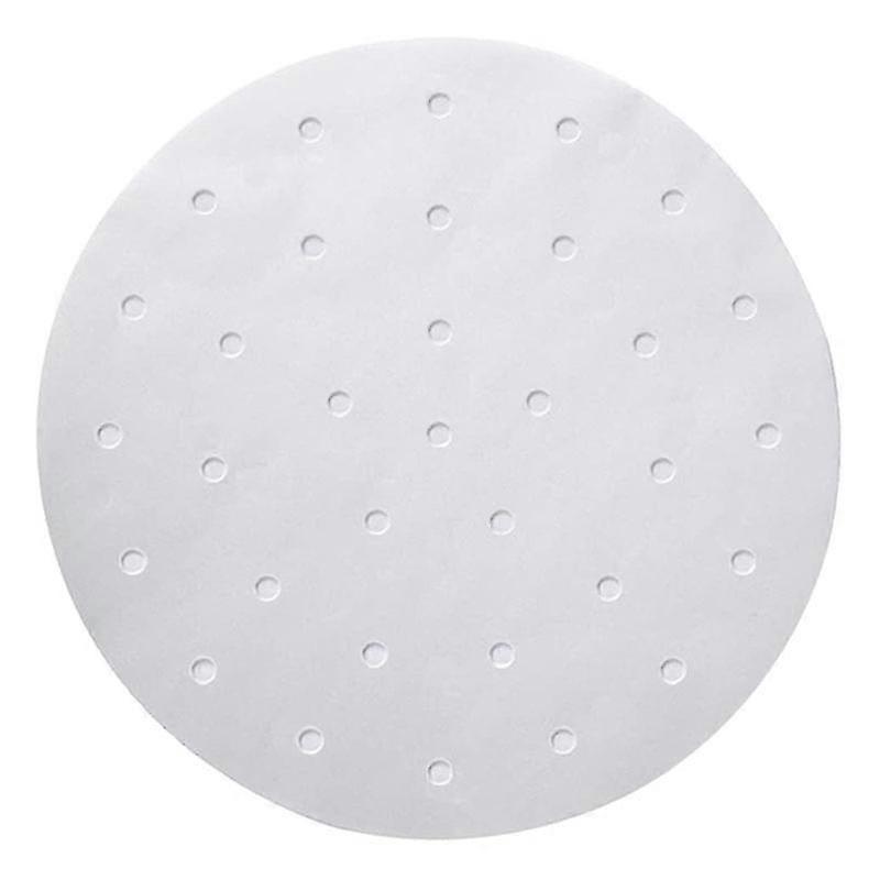 Lining-100 Sheets Perforated Parchment Paper, Square Bamboo Steamed Paper Compatible with ,White