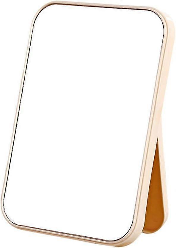 Portable Makeup Mirror Foldable Compact Desktop Makeup Mirror (Beige)