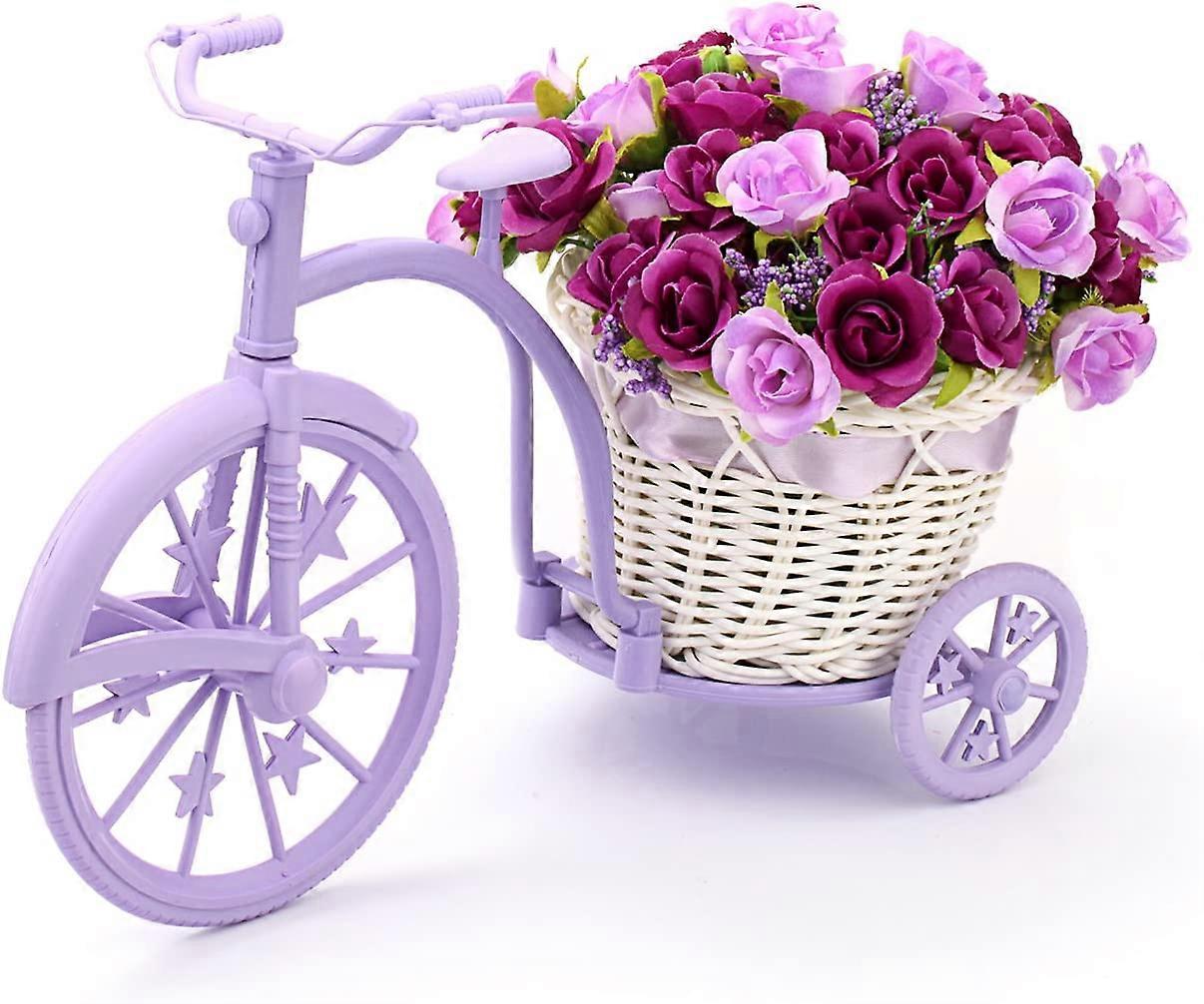 Nostalgic Bicycle Artificial Flower Decor Plant Stand (Purple)