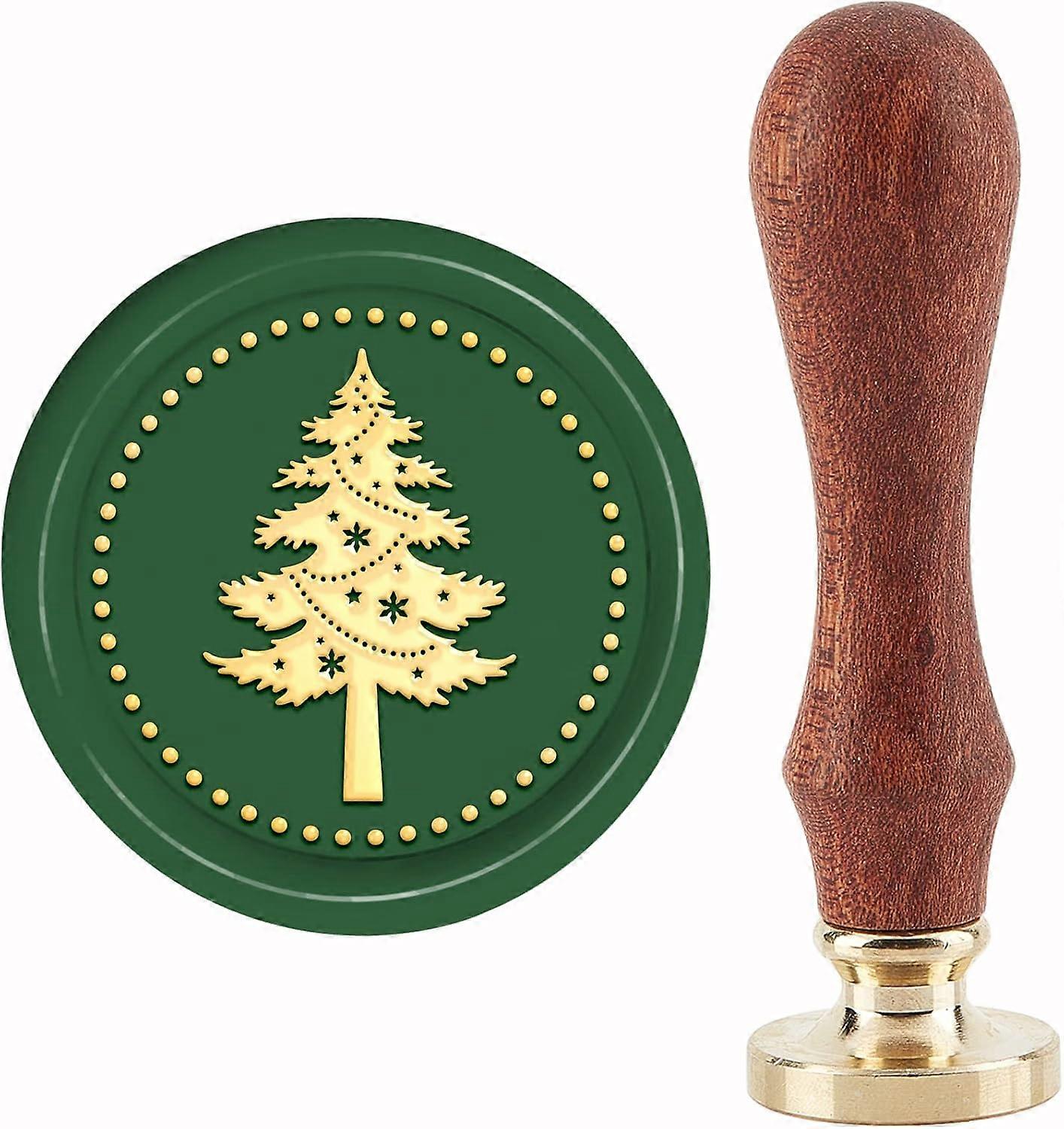 Brass Wax Seal Stamp with Handle for DIY Scrapbooking Christmas Tree Pattern 3.5x1.18 inch(8.9x3cm)