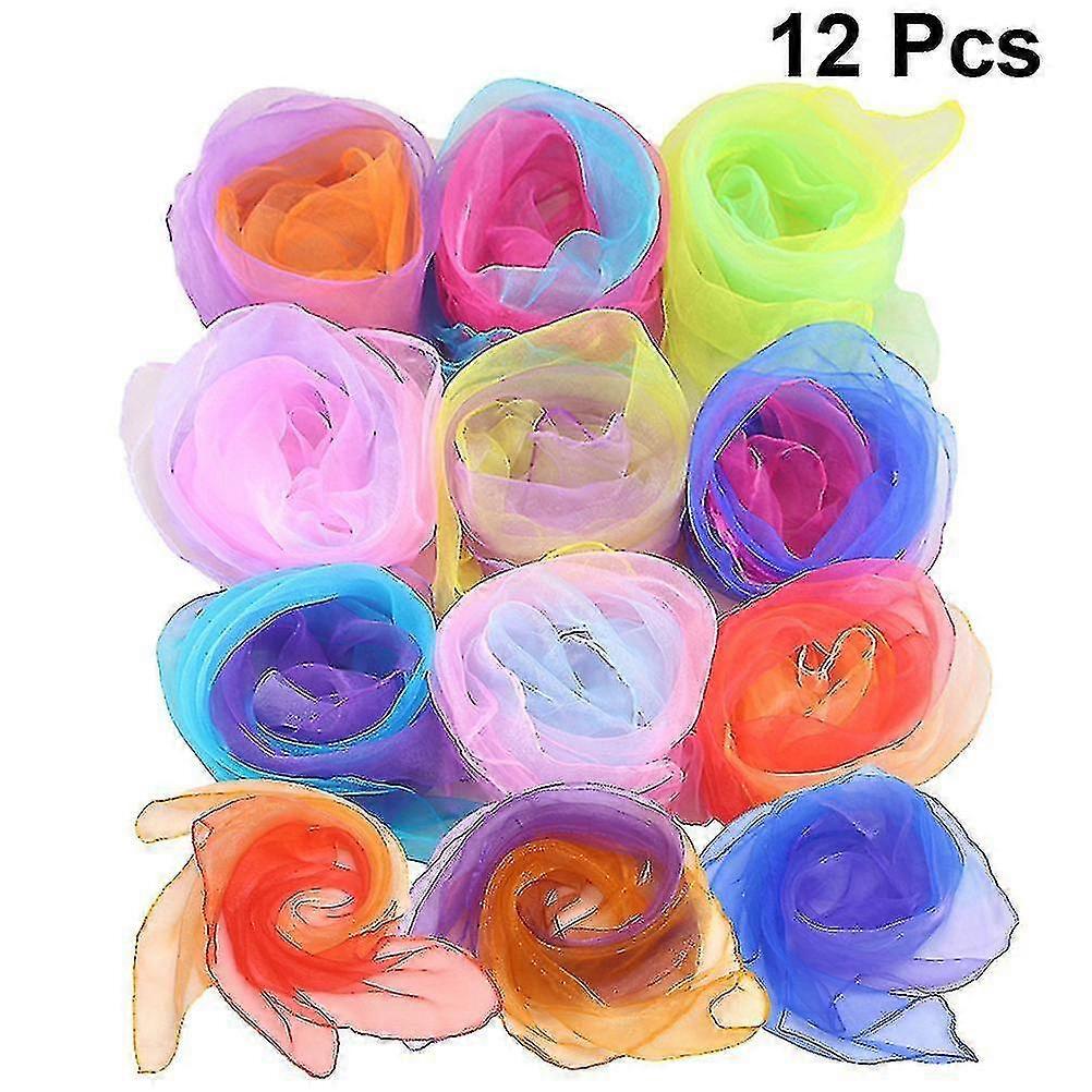12pcs Gradient Farge Dans Skjerf Sjonglerer Skjerf Skjerf Rytme Band Skjerf For Dekorasjon Barn