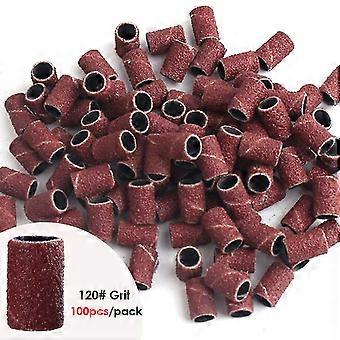 100/50pc Sanding Cap Bands For Electric Manicure Machine 180/120/80 Grit Nail Drill Grinding Bit Files Pedicure Tool Set Bend261