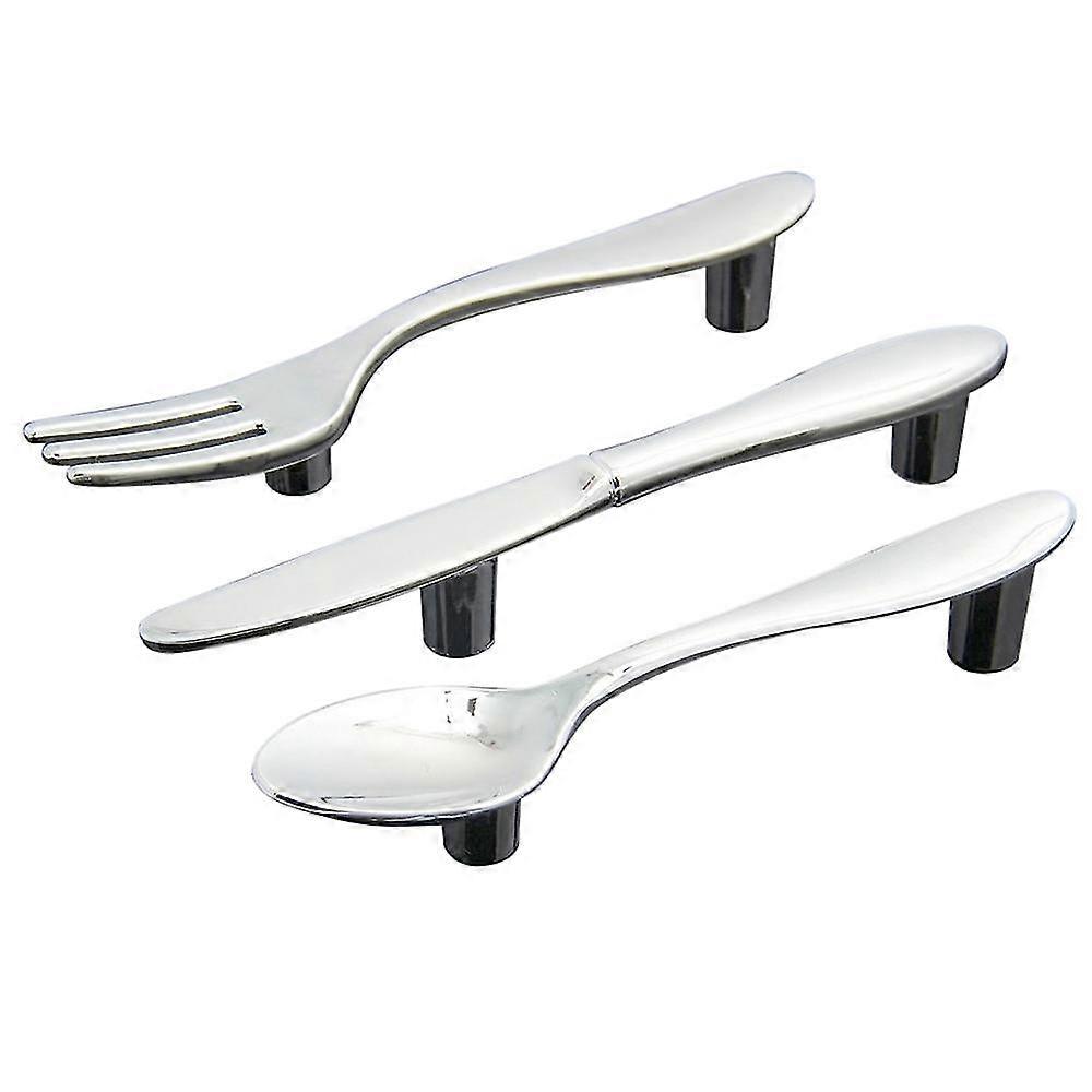 3 Pcs Silver Kitchen Cabinet Drawer Pull Handles Knobs (knife Fork Spoon) new